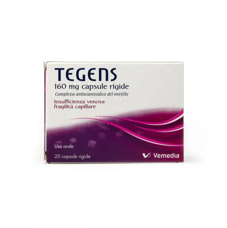 Tegens 160 mg per l'insufficienza venosa, gambe gonfie, stanche e pesanti 20 capsule