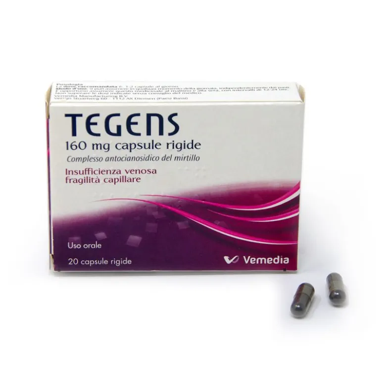 Tegens 160 mg per l'insufficienza venosa, gambe gonfie, stanche e pesanti 20 capsule