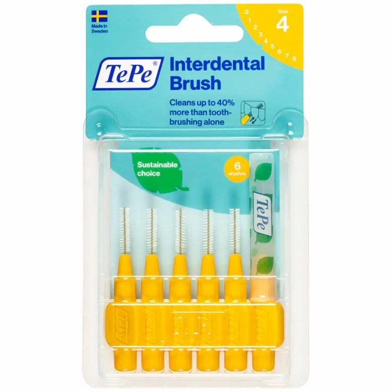 TePe Original Giallo Scovolino Per Pulizia Interdentale Misura ISO 4 filo 0,7 mm 6 Pezzi
