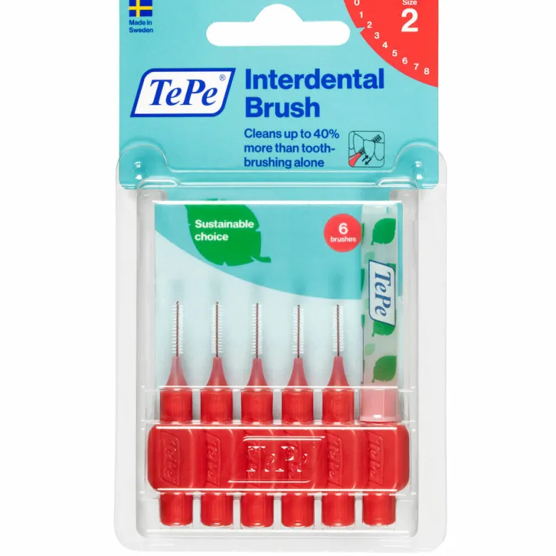 TePe Original Rosso Scovolino Per Pulizia Interdentale Misura ISO 2 Filo 0,5 mm 6 Pezzi