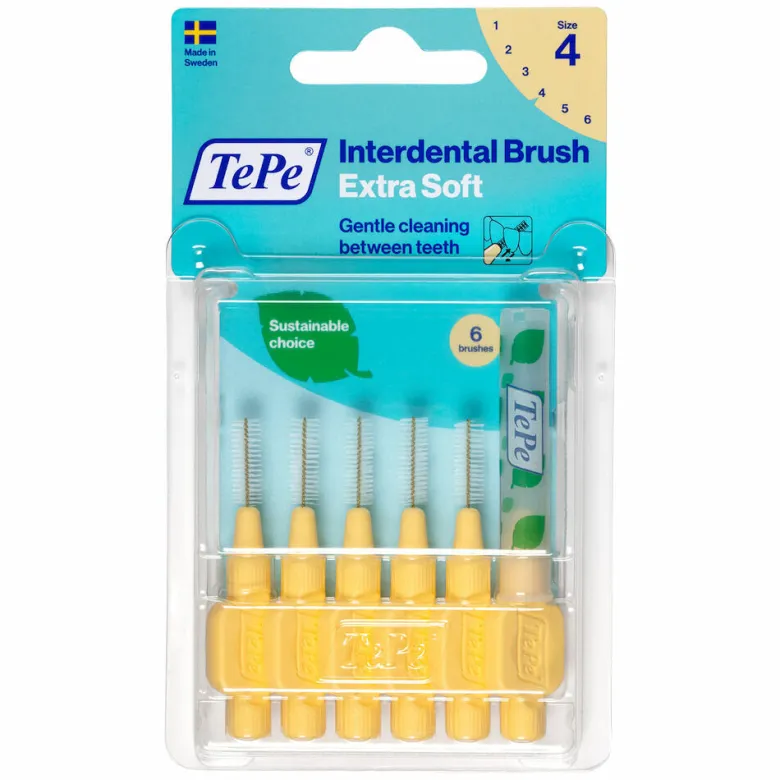 TePe Scovolino Extra Soft Giallo Per Pulizia Interdentale Misura ISO 4 Filo 0,7 mm 6 Pezzi