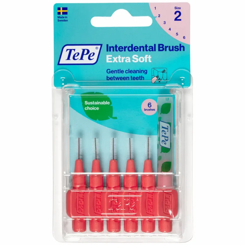 TePe Scovolino Extra Soft Rosso Per Pulizia Interdentale Misura ISO 2 Filo 0,5 mm 6 Pezzi