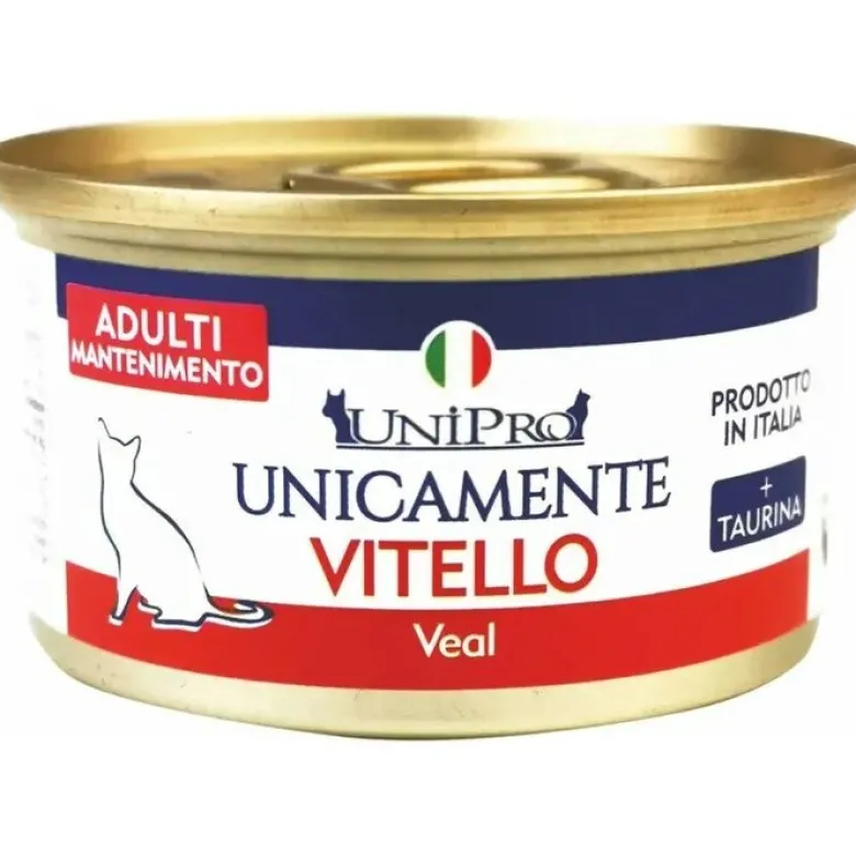 Unipro Unicamente Vitello Cibo Umido Gatti Adulti Barattolo 85g
