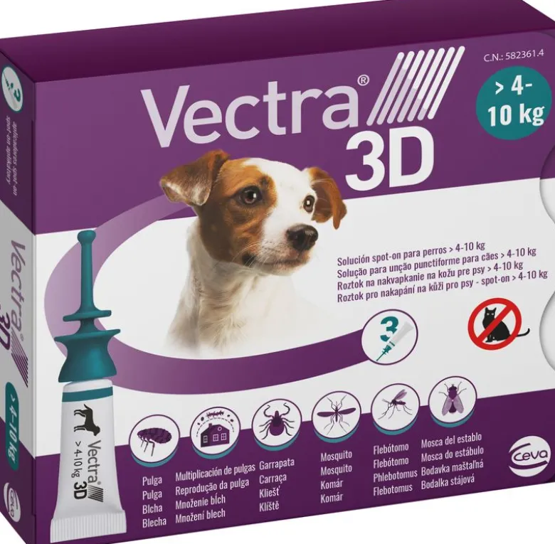 Vectra 3D 3 Pipette Cani 4-10 Kg Verde - Antiparassitario Efficace