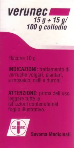 Verunec Flacone 10 Grammi 15 Gr + 15 Gr/100 Gr Collodio