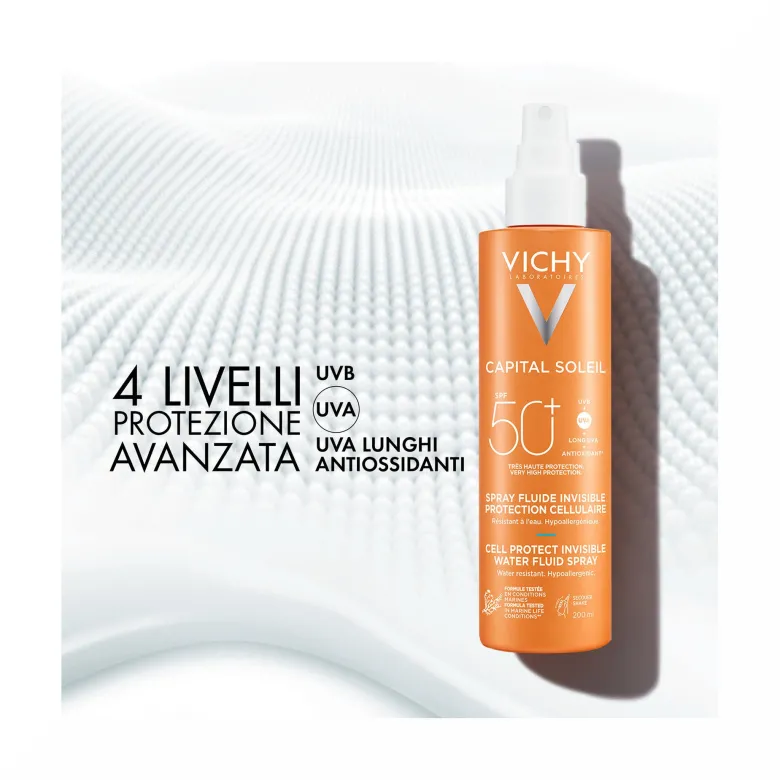 Vichy Capital Soleil Cell Protect Fluido Ultra Leggero Spray Protezione Alta SPF50 200 ml