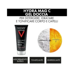 Vichy Cofanetto Regalo Natale Uomo Hydra Mag C Gel Doccia 200ml + Sensi Shave Schiuma da Barba 20ml