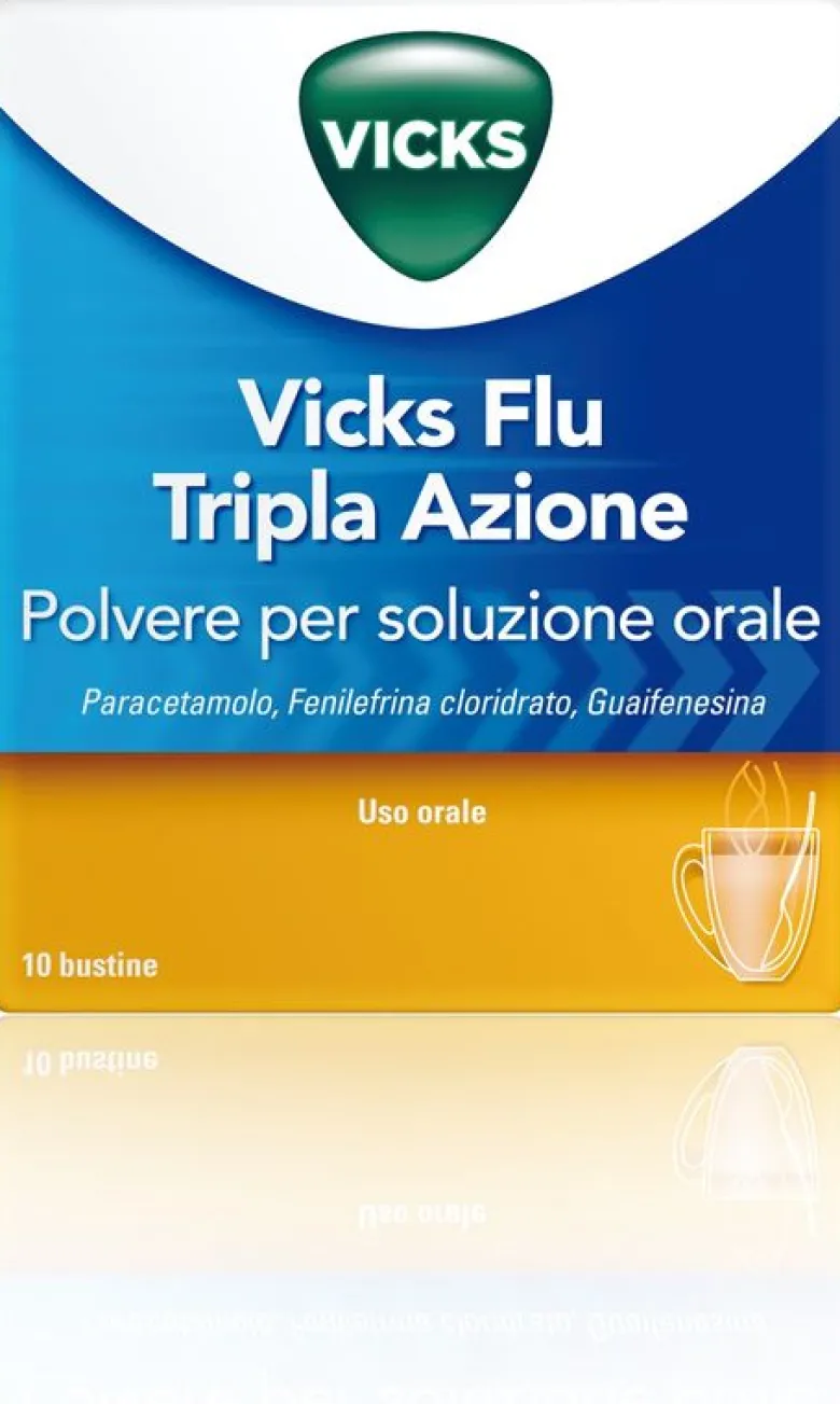 Vicks Flu Tripla Azione raffreddore e influenza 10 bustine