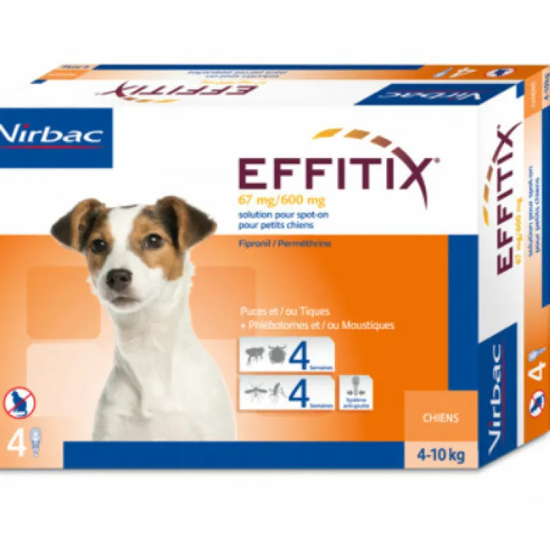 Virbac Effitix 67mg/600 mg Soluzione Spot-on per cani 4-10kg 4 pipette