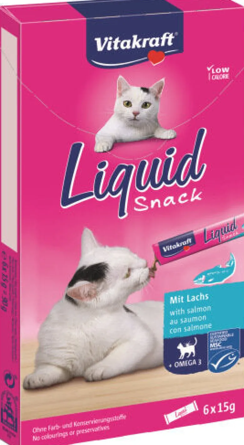 Vitakraft Liquid Snack Gusto Salmone Con Omega 3 Per Gatti Adulti Bustine 6x15g
