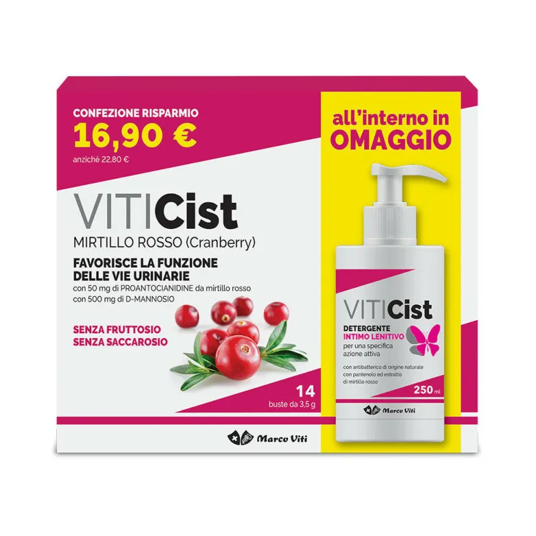 VitiCist Bundle integratore per la funzione delle vie urinarie 14 bustine + detergente intimo 250ml