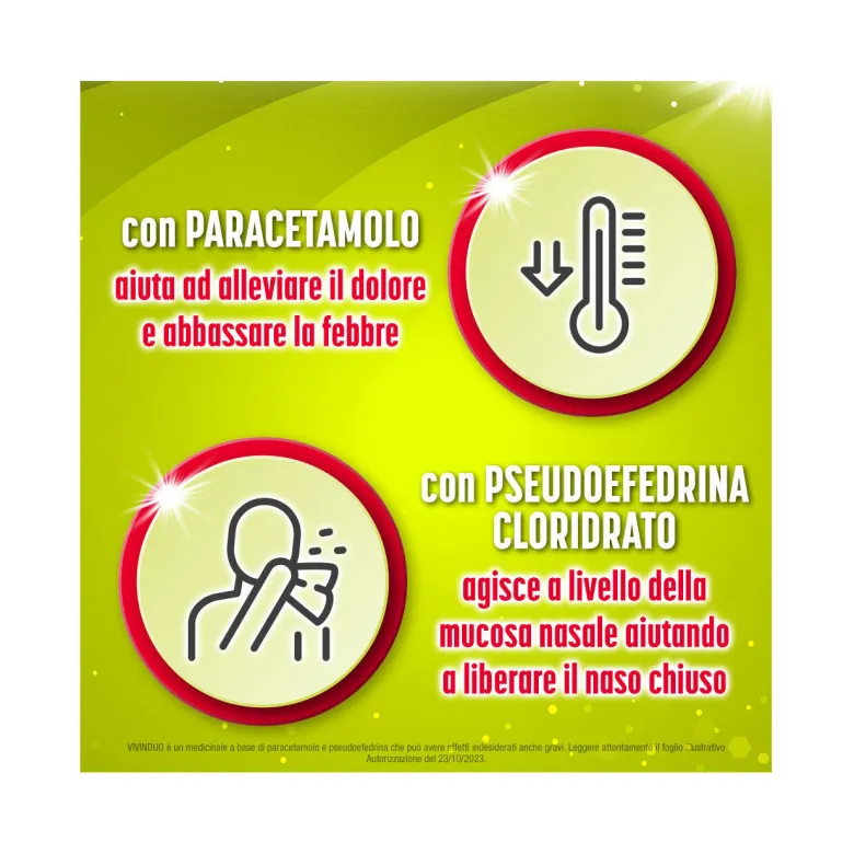 Vivinduo Febbre e Congestione Nasale 500mg + 60mg 10 Bustine
