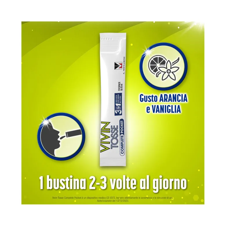 Vivin Tosse Complete 3in1 Pocket Tosse Secca Grassa Mal Di Gola 14 Stickpack