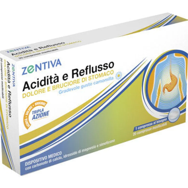 Zentiva Acidità e Reflusso per il dolore e il bruciore di stomaco 20 compresse masticabili