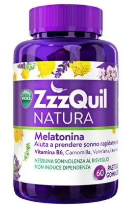 ZzzQuil NATURA 60 Pastiglie Gommose Melatonina Camomilla